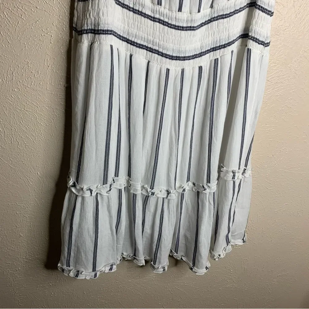 American eagle striped off shoulder ruffle tiered dress white gray - Picture 8 of 13